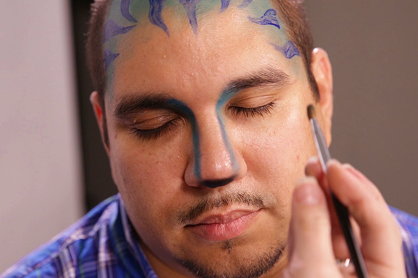 Do steps 1-6 on dad, step 9 of the Avatar Face Paint Tutorial.